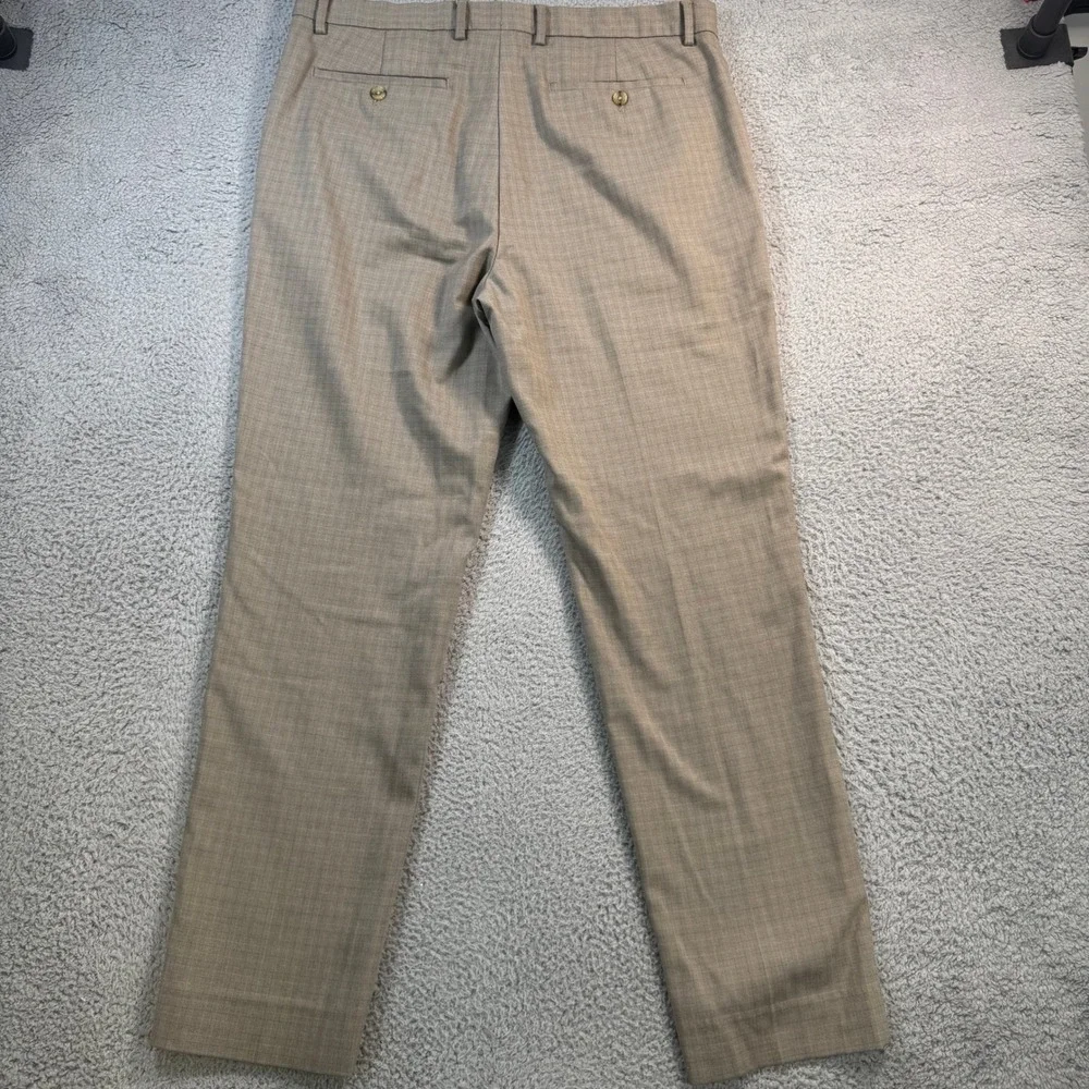 Banana Republic Slim Fit Dress Pants Mens 36x32 Khaki Glen Check Plaid Stretch